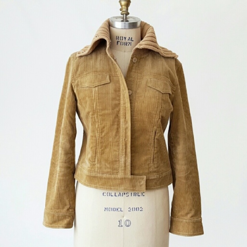 J Crew Tan Corduroy Jacket Button Up Sweater